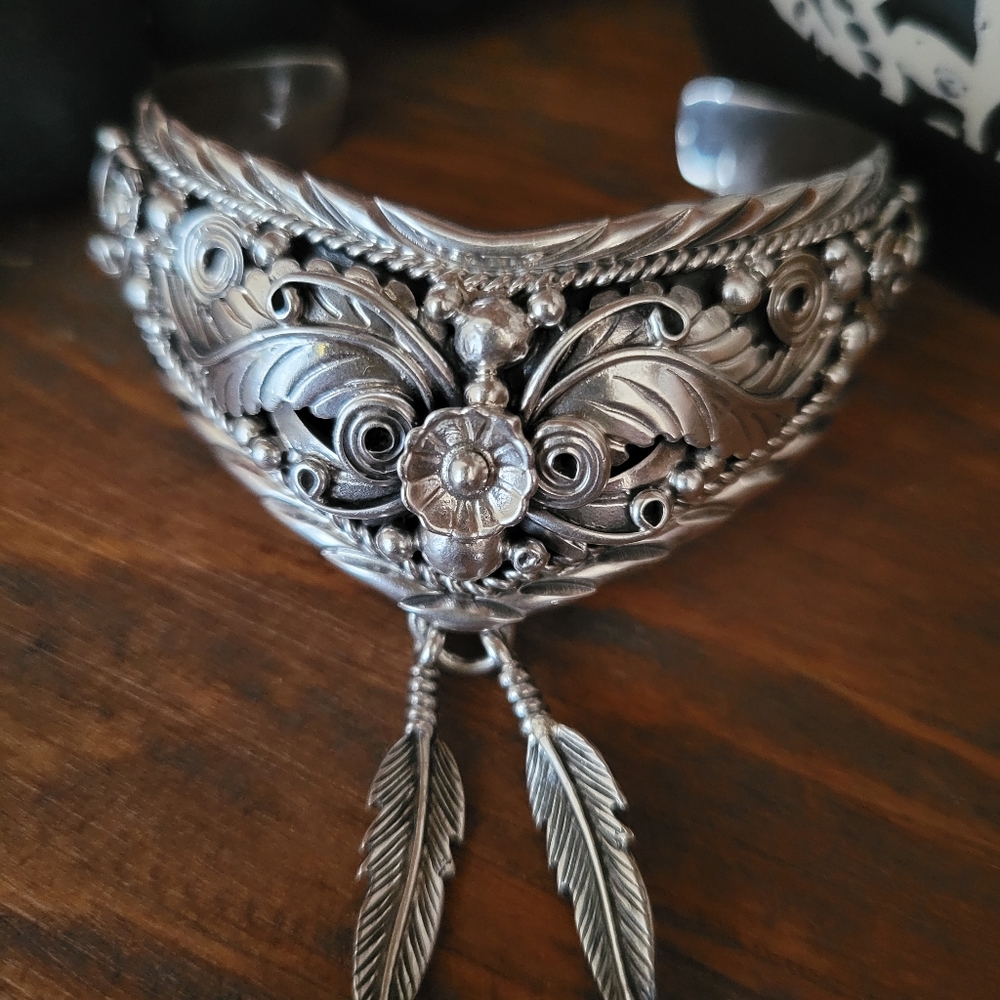 Navajo Sterling Silver Cuff Bracelet by Sharon Cisco